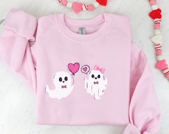 Valentine Sweatshirt, Valentines Day Sweatshirt, Valentines Ghost Sweatshirt, Cute Ghost Sweater, Valentines Gift, Spooky Valentine Crewneck
