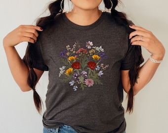 Flower Shirt, Gift For Her, Flower Shirt Aesthetic, Floral Graphic Tee, Floral Shirt, Flower T-shirt, Wild Flower Shirt, Wildflower T-shirt