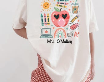 Chemise d'enseignant de maternelle, T-shirt d'équipe de maternelle assorti personnalisé, Cadeau de rentrée des classes, Remerciement de l'enseignant, T-shirt d'éducateur du primaire