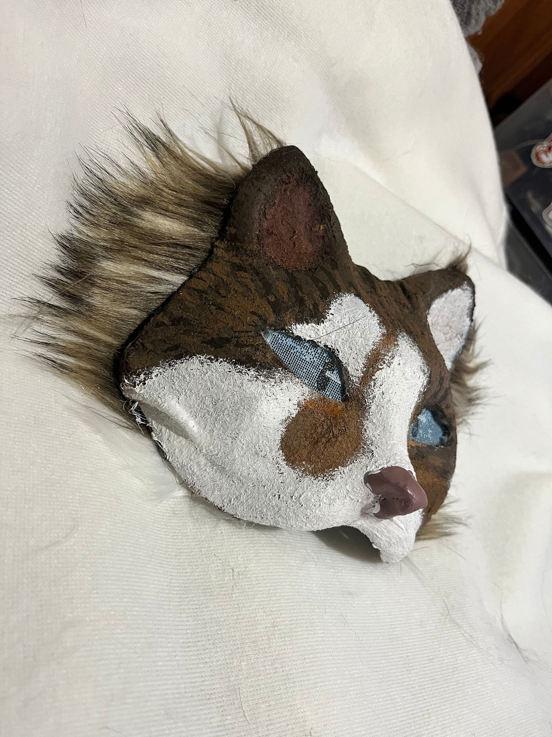 Hand Painted Felted Therian Cat Mask 