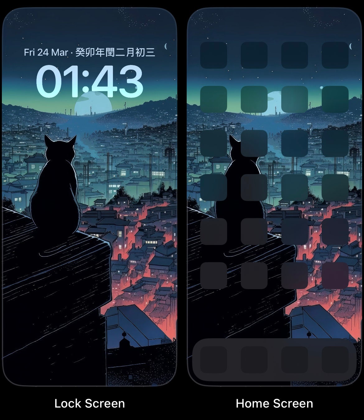 Minimalist Cat iPhone Wallpaper Art Digital Download - Etsy