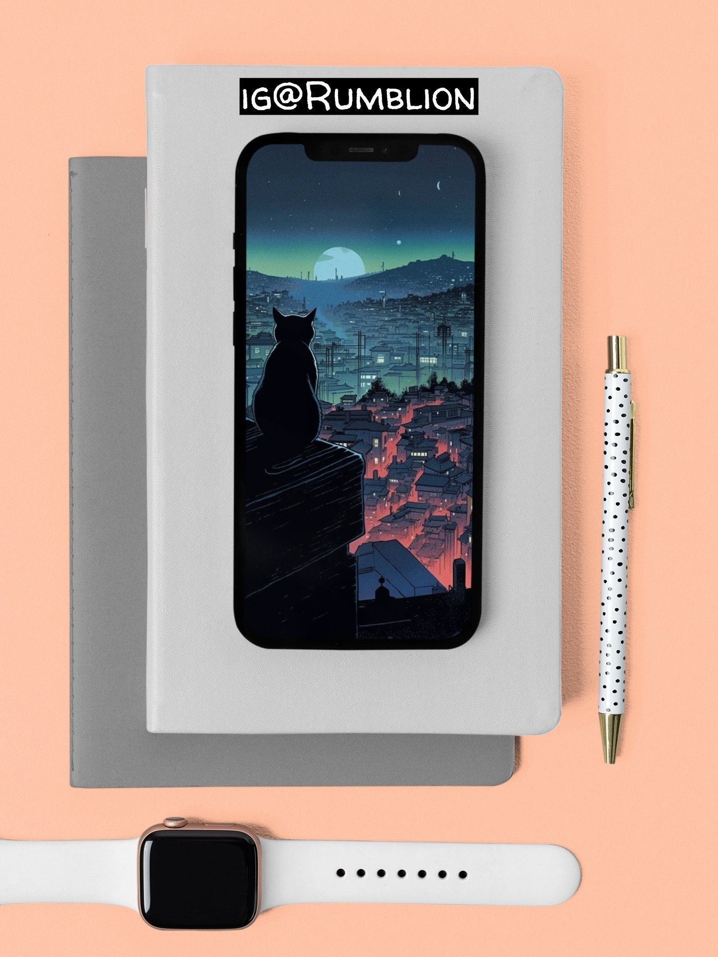 Minimalist Cat Iphone Wallpaper Art Digital Download - Etsy