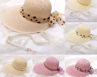 Casquette d'été à large bord pour femmes, chapeau de plage en paille de soleil, cadeau §