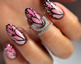 Nails Art Butterfly Pink