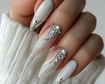 Strass White | Press On | Nails Art