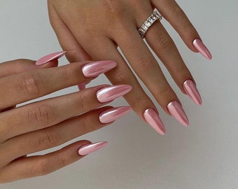 Pink Chrome | Press On | Nails Art