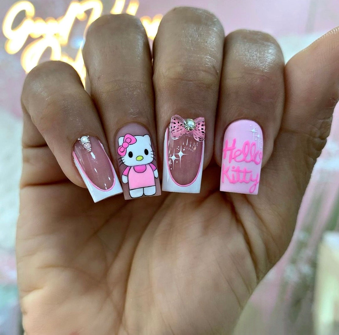 Hello Kitty Press on Nail Art Etsy