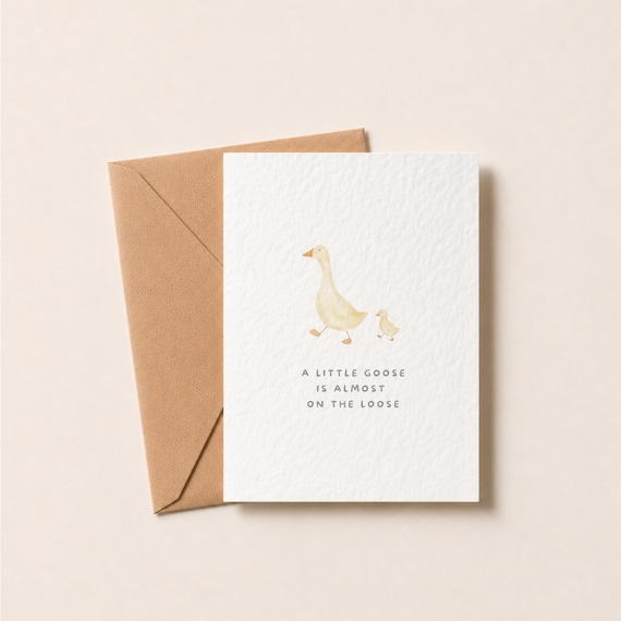 Baby Shower Card | Little Goose Illustration | Hammered Card | Neutral baby card | Baby girl card | Baby boy card
