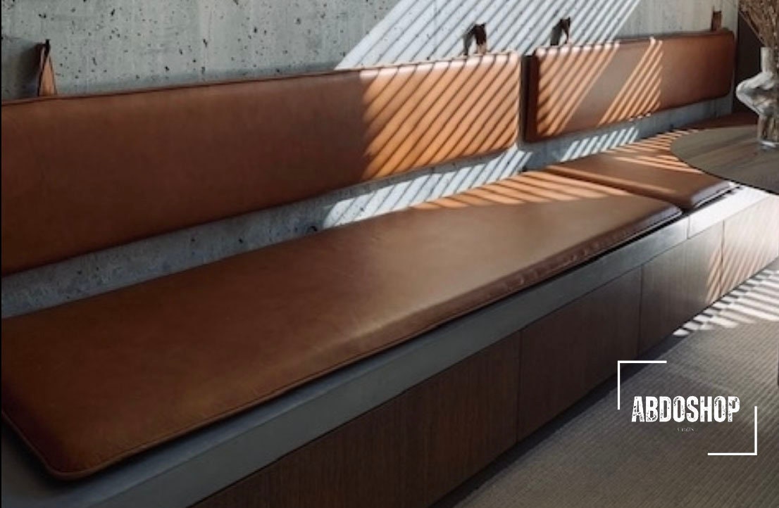 Stuffed Leather Bench Cushion Leather Seat Cushion With Wall Hanging