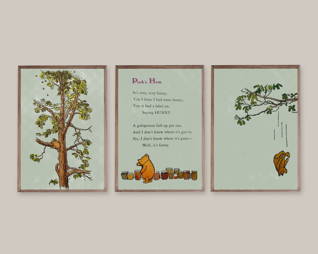 Classic Winnie the Pooh Nursery Wall Art, Baby Shower, Quote Print
