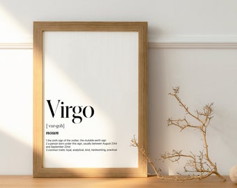 Virgo Definition | Digital Print | Zodiac Poster Gift | Astrology Wall Decor | Gift For Virgo | Astrology Birthday Gift | Virgo Zodiac Print