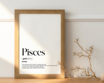 PISCES DEFINITION PRINT | Wall Art Print | Pisces Print | Gift For Pisces | Zodiac Star Sign | Astrology Art