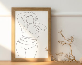 Body Positive Line Art, Female Figure Art Print, Minimalist Wall Art, Printable Wall Art, DIGITAL DOWNLOAD, Digital Art Print, Line Drawing