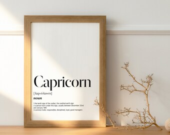 CAPRICORN DEFINITION PRINT | Wall Art Print | Capricorn Print | Gift For Capricorn | Zodiac Star Sign | Astrology Art