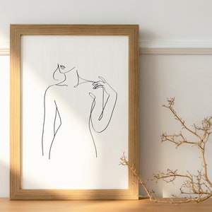 Woman Line Drawing Art Print, Feminine One Line Wall Home Decor, Minimalist Female Body Print Poster, Modern Body Line Art, Digital Download