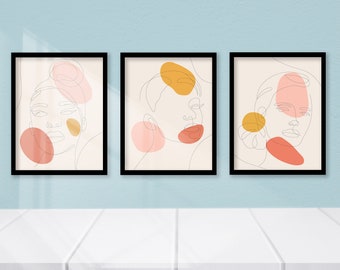Woman Line Drawing Art Print Set of 3, Minimalist One Line Wall Home Decor, Female Print Poster, Modern Line Art, Digital Download