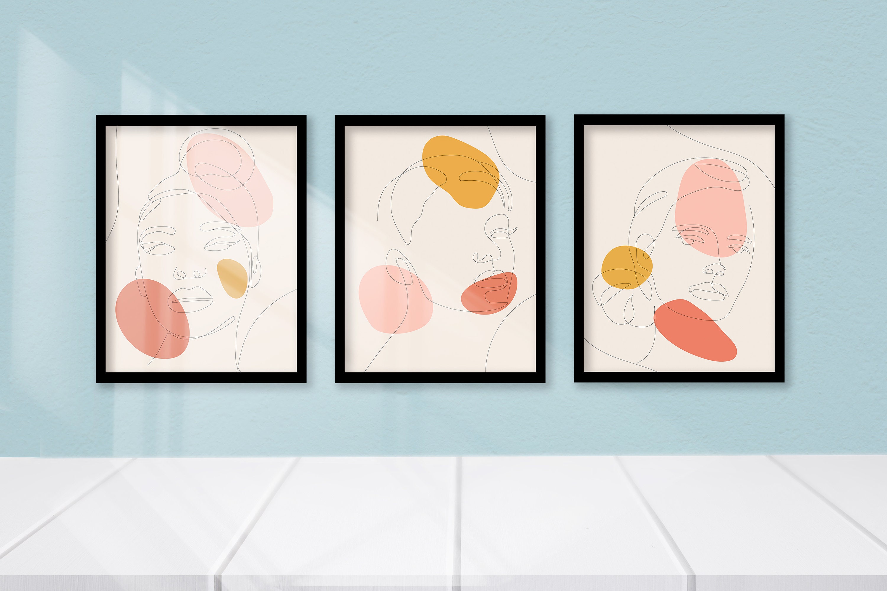 Woman Line Drawing Art Print Set of 3, Minimalist One Line Wall Home ...