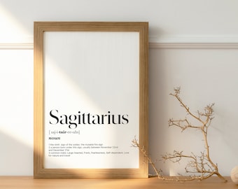 SAGITTARIUS DEFINITION PRINT | Wall Art Print | Sagittarius Print | Gift For Sagittarius | Zodiac Star Sign | Astrology Art