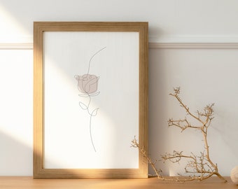 Flower Line art Prints, Flower Wall Art, Flower Bouquet Wall Art, Floral Print, Botanical Prints