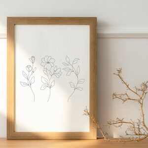 Linha impressão da arte da flor | Desenho minimalista de flores, estampas florais, imprimíveis | DOWNLOAD DIGITAL