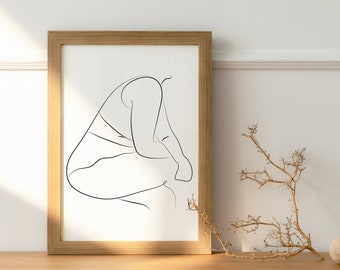 Body Positive Line Art, Female Figure Art Print, Minimalist Wall Art, Printable Wall Art, DIGITAL DOWNLOAD, Digital Art Print, Line Drawing
