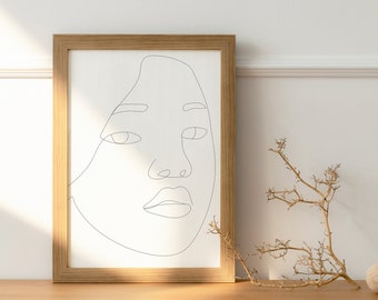 Black Woman Portrait Line Drawing, African American Woman Line Art, Art Print, Minimalist Printable Wall Art, DIGITAL Art Print