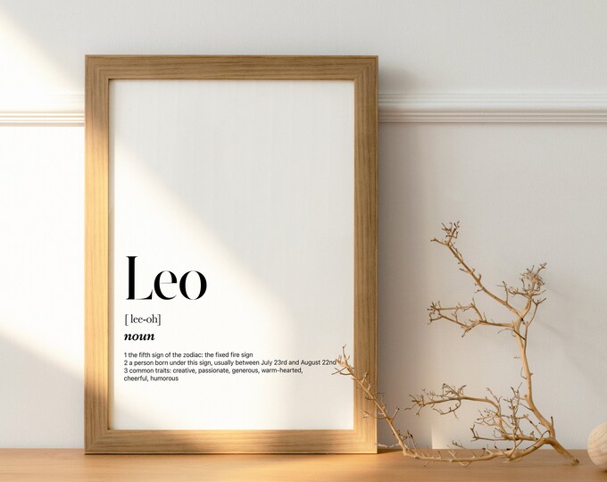 LEO DEFINITION PRINT | Wall Art Print | Leo Print | Gift For Leo | Zodiac Star Sign | Astrology Art
