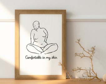 Body Positive Line Art, Female Figure Art Print, Minimalist Wall Art, Printable Wall Art, DIGITAL DOWNLOAD, Digital Art Print, Line Drawing