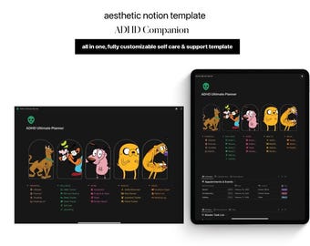 Modello di Notion ADHD, Planner di vita di Notion ADHD, Modello di Notion tutto in uno, Planner digitale ADHD, Dashboard di Notion