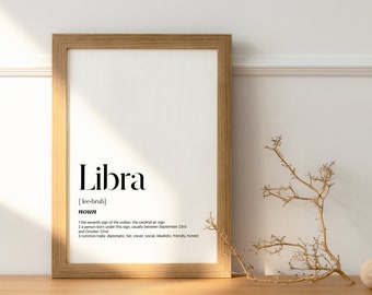 Instant Download Printable Wall Art, Libra Definition Meaning, Libra Gift, Digital Download Print, Quote Print, Libra Definition Print