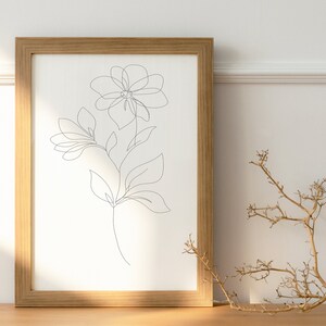 Flower Line art Print | Minimalist Flower Drawing, Floral Prints, Printables | DIGITAL DOWNLOAD