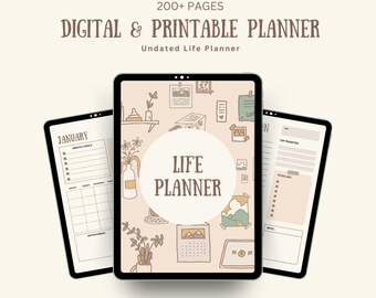 Life Digital Planner | Undated PDF | Self-Care, Academic, Fitness, Finance, & Mental Health Tracker | 8.511 Print-Friendly