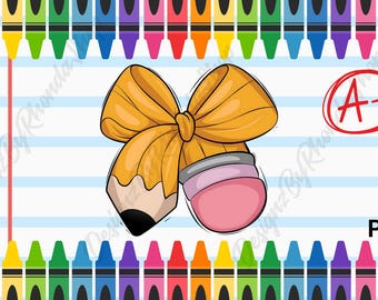 Teacher Bow Pencil Png, Teacher Bow Png, Teachers Day Design, Back To School, Teacher Appreciation, School Clipart Sublimation, Notebook png