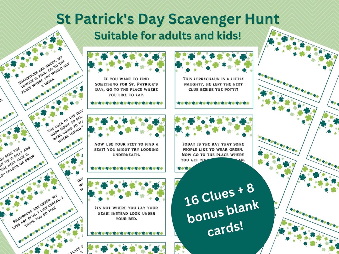 St Patricks Day Scavenger Hunt Printable / Treasure Hunt for