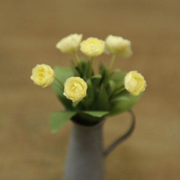 Poppenhuis Miniatuur Dubbelbladige Bloemen Nederlandse Tulpen lichtgeel 1:12