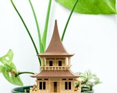 Tiny Treehouse "the Temple", Mini Baumhaus fΓΌr Zimmerpflanzen aus Biokunststoff | 3D-gedruckt | beige braun