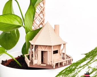 Tiny Treehouse "the Hut", mini treehouse for houseplants | 3D printed