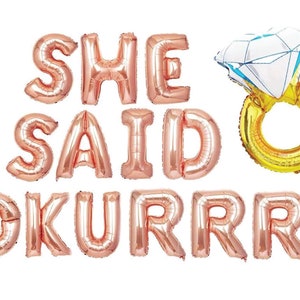 She Said Okurrr Balloons, Rose gold She Said Okurrr Banner, Diamond Ring Bridal Shower Balloon, Bachelorette Party Decoration