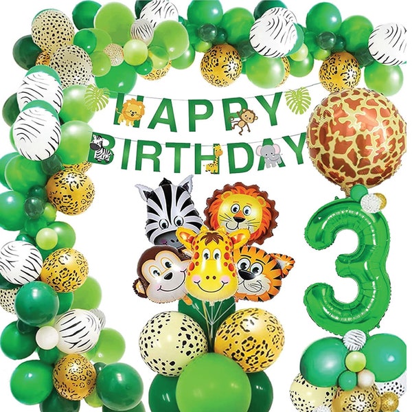 Avezano 7x5ft Young Wild And Three Birthday Backdrop Gold Safari Floral Animals Third Birthday Party Background Vinyl Gold Dots Safari Animals Birthday Party Backdrops Decorations For Girls