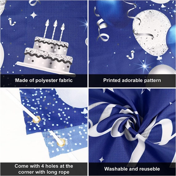 Large Happy 50th Birthday Banner Backdrop - Blue & Gold, 9.8ft X 1.8ft For Party Wall Decor - View #9