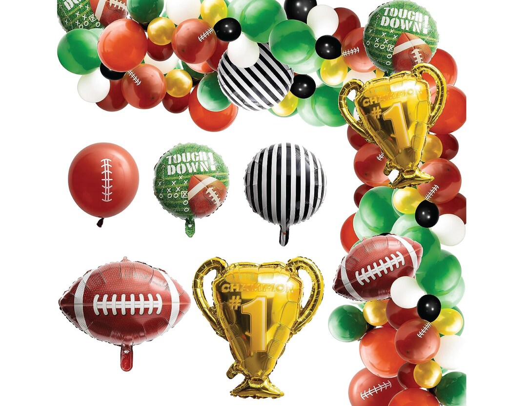 Football Balloon Garland Arch Kit Green Brown Yellow Black Etsy