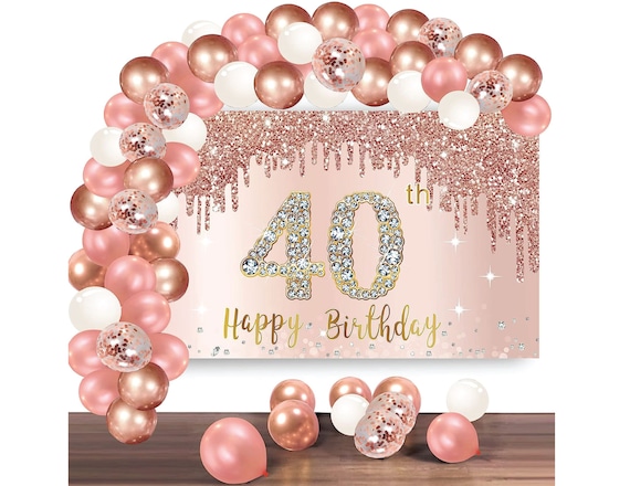 Décorations 30ème Anniversaire En Or Rose Pour Femme - Ballons Numéro 40 Et Plus, Neufs
