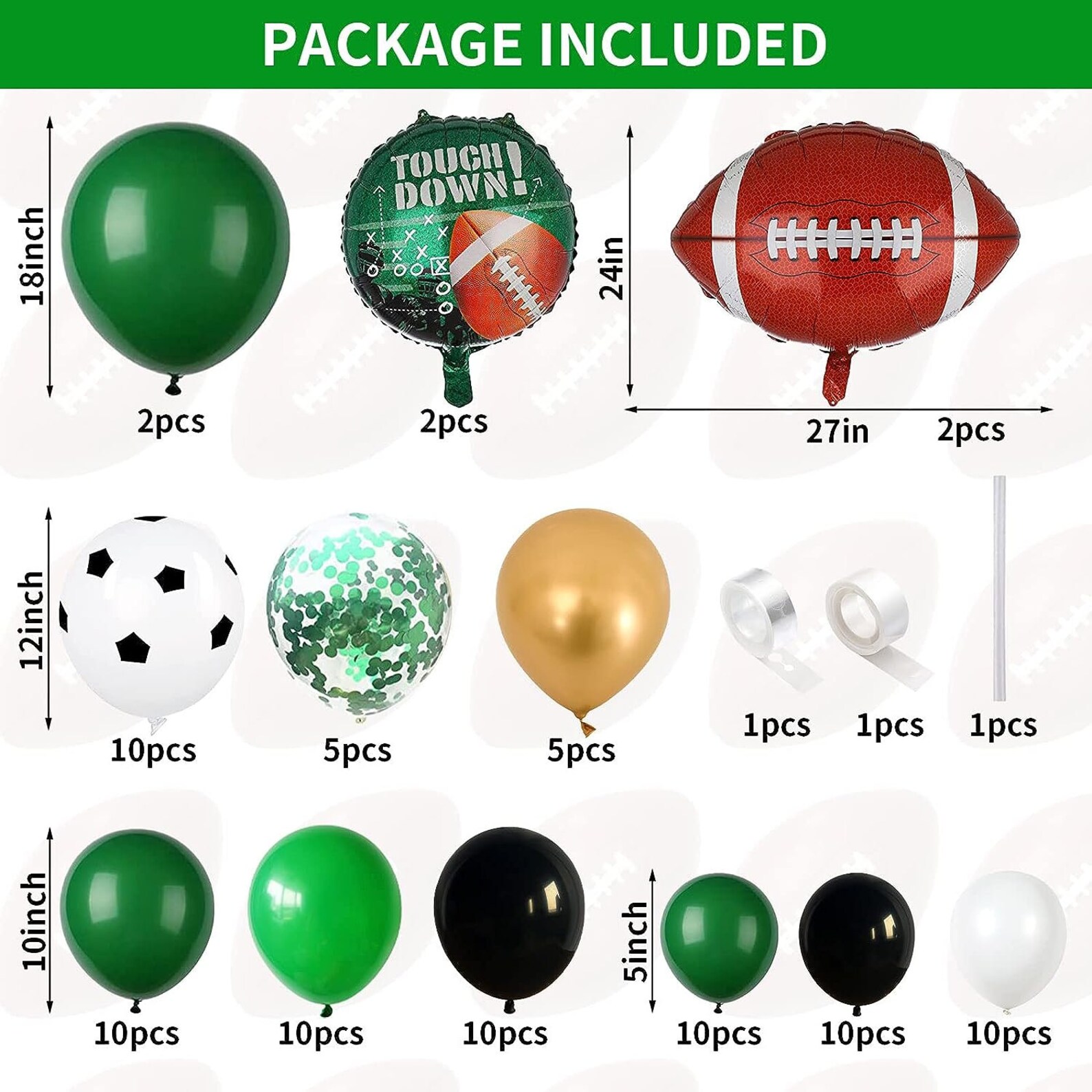 Football Balloon Garland Arch Kit Green Black Gold Garland Etsy