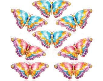 8 Pcs Butterfly Balloons Colorful Butterfly Aluminum Foil Balloons Butterfly Mylar Balloons for Butterfly Themed Birthday Baby Shower