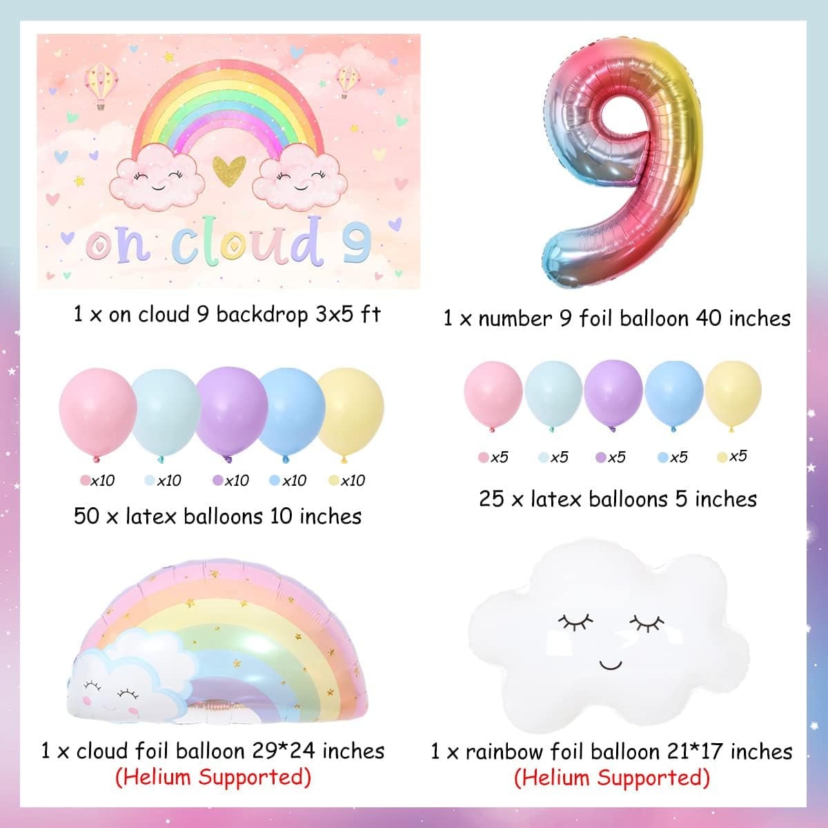 On Cloud 9 Birthday Backdrop and Balloon Garland Arch Kit - Etsy