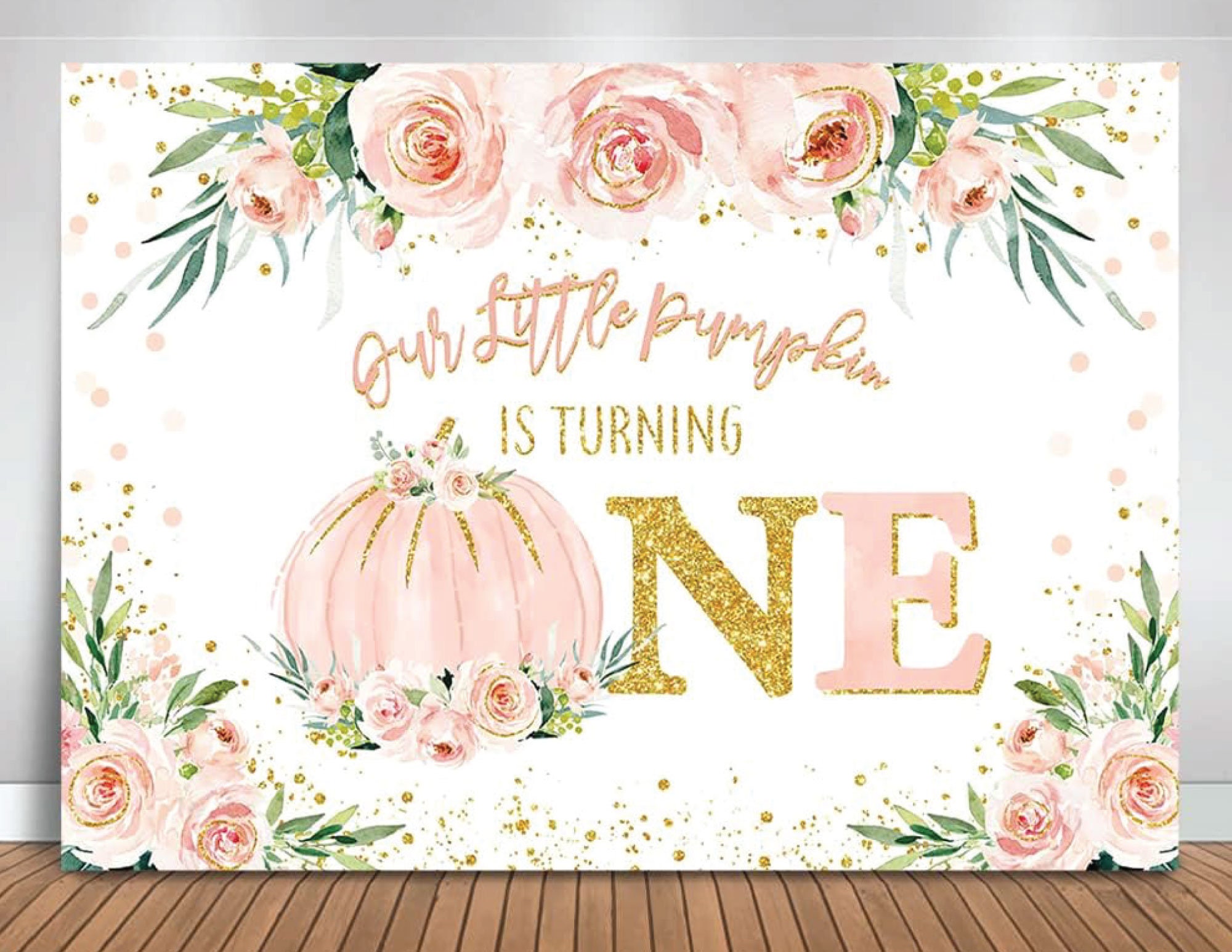 Our Little Pumpkin is Turning One Backdrop Thanksgiving Fall Little Pumpkin 1st Birthday Banner Backdrop Pumpkin First