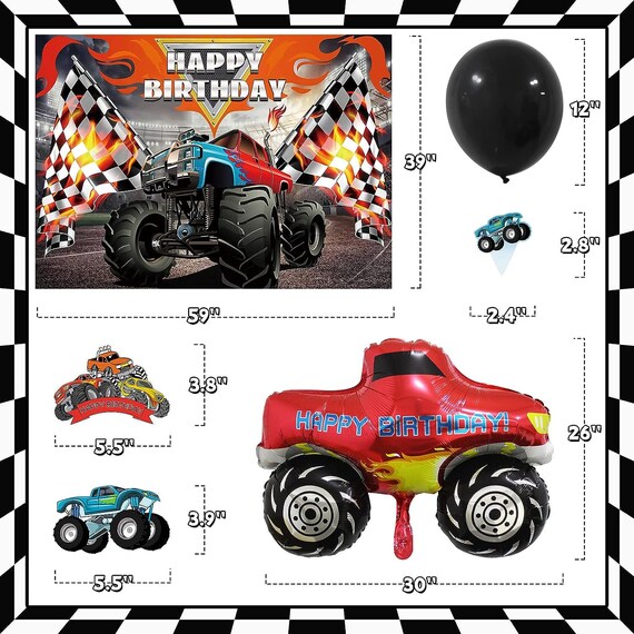 Monster Truck Birthday Decorations 34 Pcs Monster Jam Birthday Party...