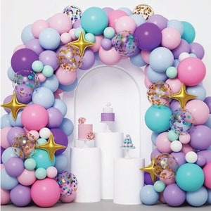 Unicorn Balloon Garland Arch kit, Mermaid Balloons Pastel Pink Purple Blue Gold Confetti Party Balloons for Girls Unicorn Birthday Party