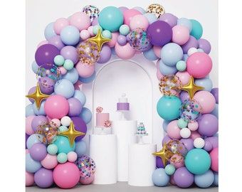 Unicorn Balloon Garland Arch kit, Mermaid Balloons Pastel Pink Purple Blue Gold Confetti Party Balloons for Girls Unicorn Birthday Party