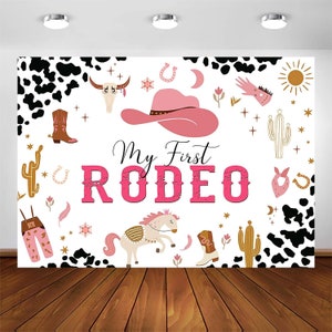 My First Rodeo Birthday Backdrop Girls Western Cowgirl 1st Birthday Vinyl Photography Background 7x5ft Wild West First Birthday Decoration